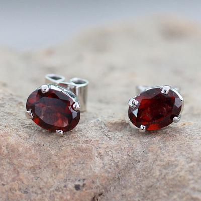 3 Carat Garnet Stud Earrings 
