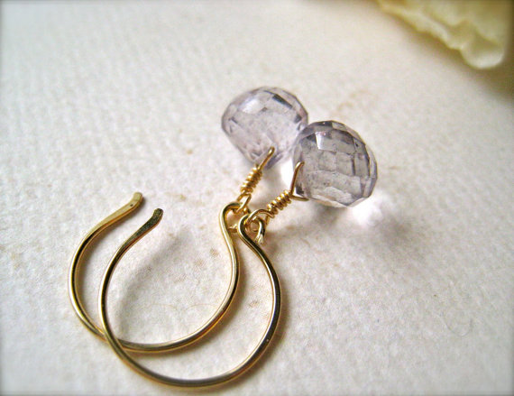 Adrift Earrings - purple gemstone earrings, mystic quartz, silver or gold drop earrings, handmade earrings, pale purple earrings