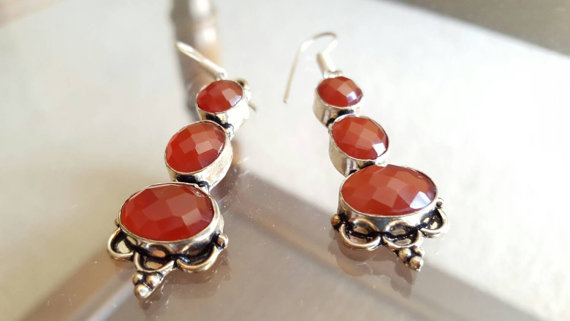 Antique Silver Stone Earrings- Stunning Quartz Earrings- Gemstone Earrings