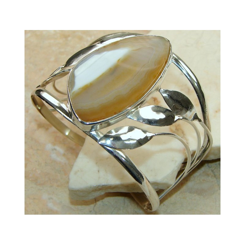 Agate Slice Bangle 925 Sterling Silver