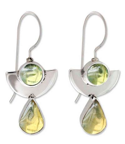 Amber and peridot drop earrings, 'Dreams'