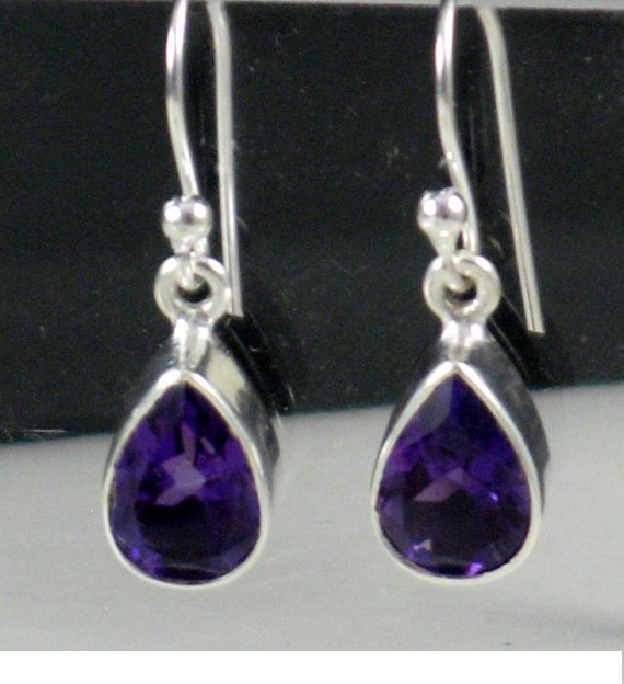 Amethyst Earring Small dangle earring sterling silver gemstone earring semi precious Stones wedding gift bridal party purple gemstone.