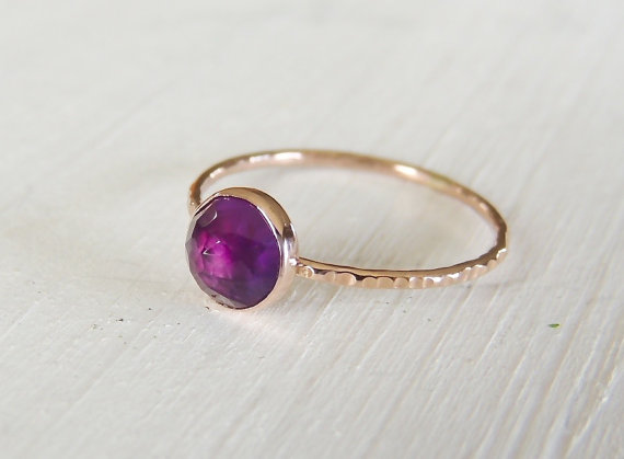 Amethyst Gold Ring, Rose cut Amethyst Ring on 14karat Rose Gold, Rose Gold Gemstone Ring, White Gold Ring