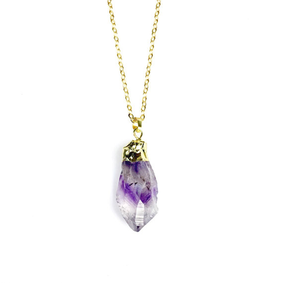 Amethyst Necklace - Raw Amethyst, Amethyst Crystal, Amethyst Pendant, Amethyst Points, Gold Amethyst, Amethyst Nugget, Gemstone