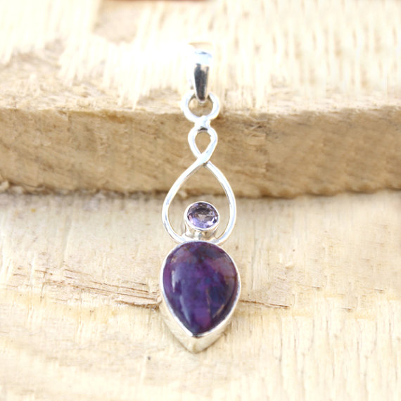 Amethyst Pendant - Purple Turquoise Pendant, Gemstone Pendant, Silver Pendant, Artisan Pendant, Sterling Silver Jewelry, Bezel Set Pendant