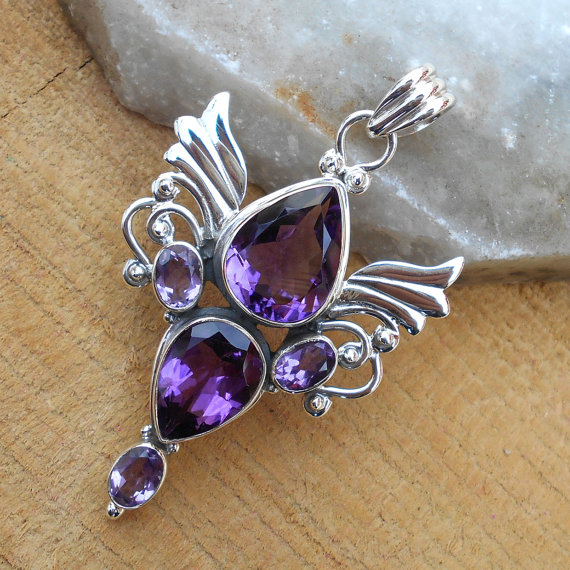 Amethyst Pendant - Quartz Pendant - Designer Pendant, Fine Silver Pendants, Sterling Silver Pendants, Gemstone Pendant, Handmade Pendant