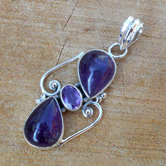 Amethyst Pendant, Sterling Silver Pendant, Designer Pendant, Gemstone Pendant, Handmade Jewelry, Fine Silver Pendant, Birthstone Jewelry