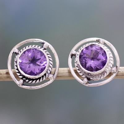 Amethyst and Sterling Silver Stud Earrings