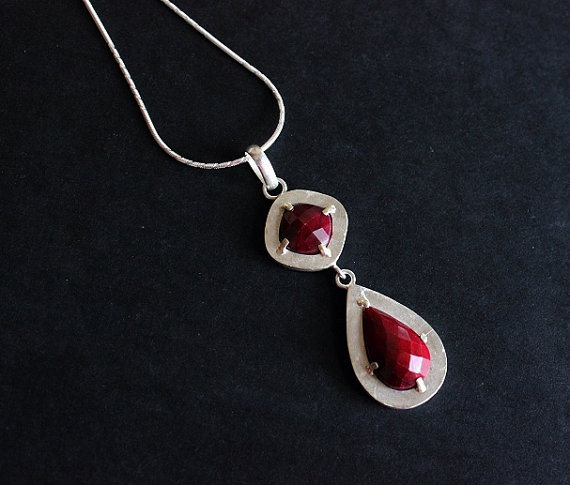 Artisan Ruby pendant - Ruby pendant - Bezel pendant - Gemstone Pendant