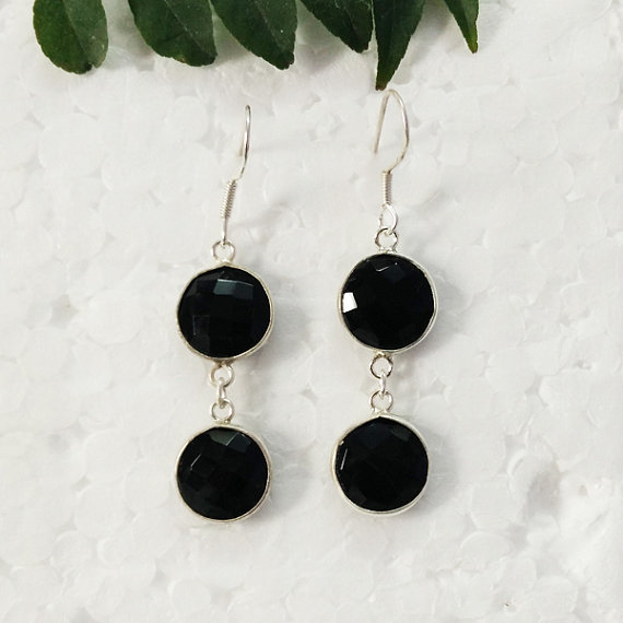 Beautiful BLACK ONYX Gemstone Earrings, Birthstone Earrings, 925 Sterling Silver Earrings, Fashion Handmade Earrings, Dangle Earrings