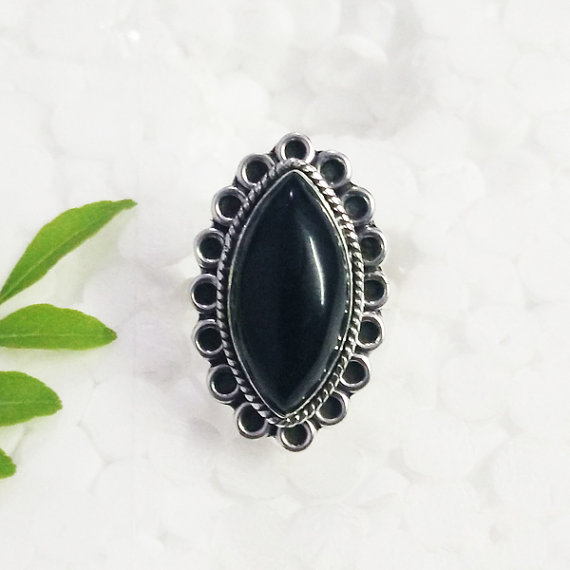 Beautiful BLACK ONYX Gemstone Ring, Birthstone Ring, 925 Sterling Silver Ring, Fashion Ring, Artisan Handmade Ring, All Size, Gift Ring