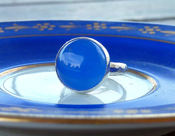 Blue Chalcedony Gemstone Ring, Blue Stone Ring, Sterling Silver cocktail Ring, Gemstone Ring, statement ring, bridesmaid gifts