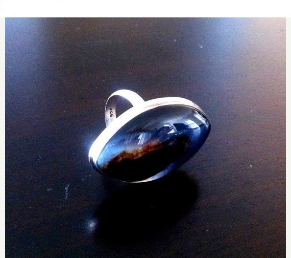 Blue Chalcedony Ring Marquise Blue Chalcedony Big Gemstone Ring Sterling Silver Blue Chalcedony Ring