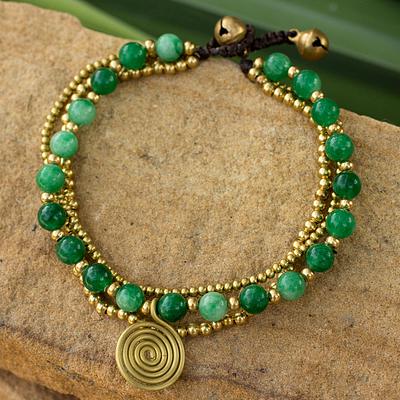 Brass Beaded Aventurine Bracelet from Thailand