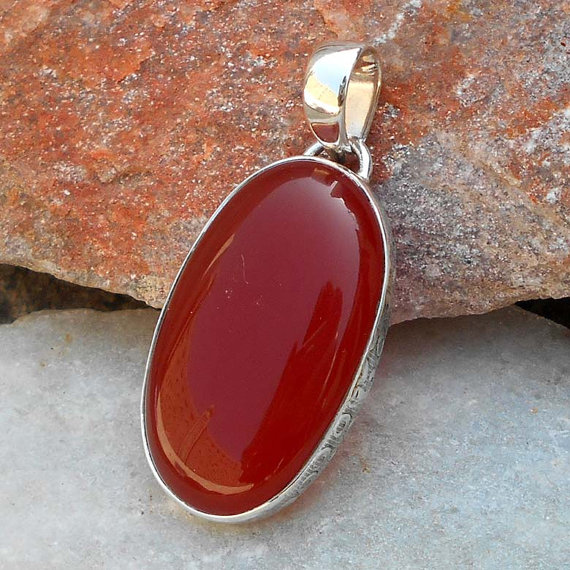 Carnelian gemstone Pendant - Natural orange Pendant - Semiprecious gemstone Jewelry - Handmade Pendant - Statement Pendant - Gift Pendant