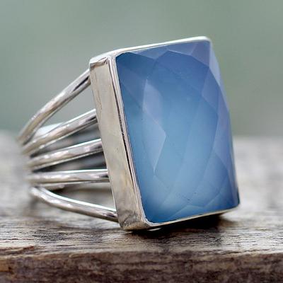 Chalcedony and Sterling Silver Cocktail Ring