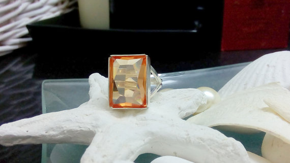 Citrine ring,Statement ring,November birthstone,gemstone ring,14k gold filled ring,rectangle ring,bridal ring