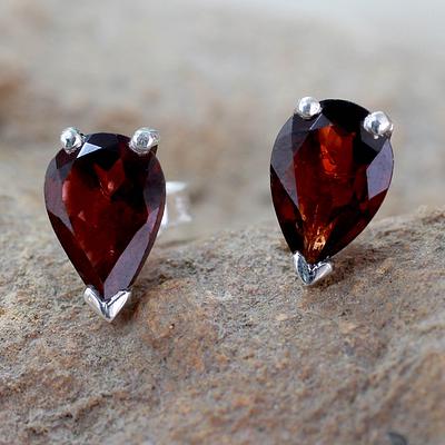 Fair Trade Garnet Stud Earrings 