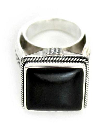 Fair Trade Onyx and Sterling Silver Cocktail Ring, 'Sensational'