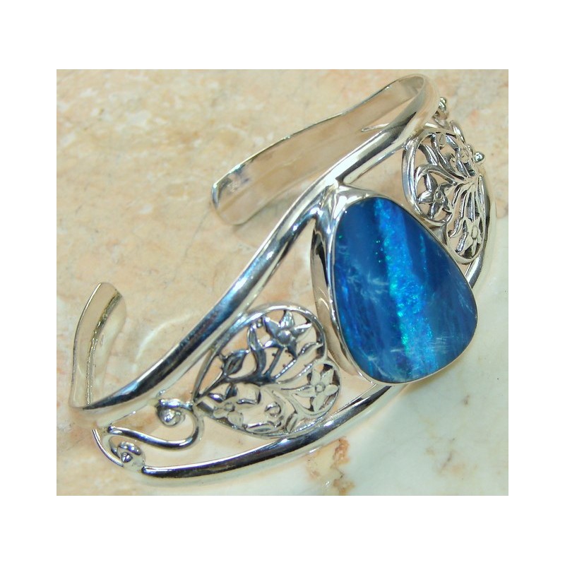 Fire Opal Bangle 925 Sterling Silver