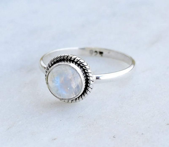 Fire Rainbow Moonstone ring, Real Stone Gemstone Ring