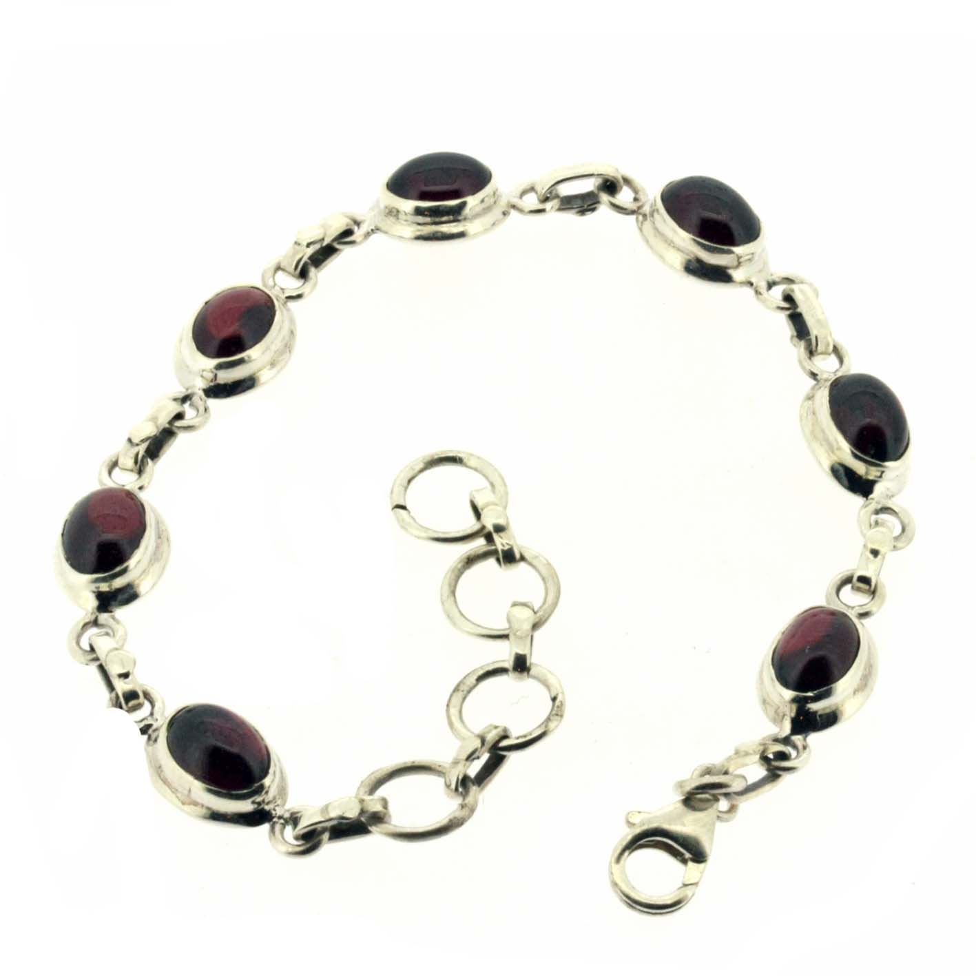 Garnet Cut Stone Silver bracelets