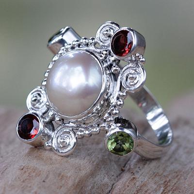 Garnet Ring with Peridot