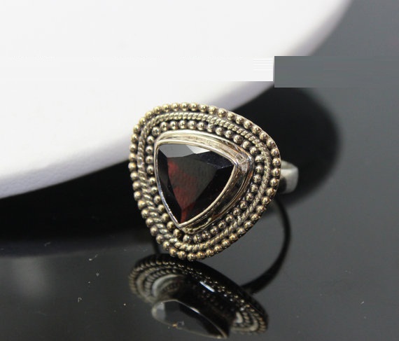 Garnet Ring, Sterling Silver Ring , Gemstone Ring