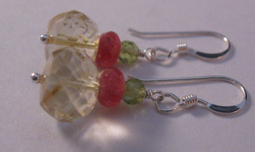 Gemstone drop earrings, gemstone earrings, citrine earrings, peridot earrings, dangle earrings, drop earrings, gemstone jewelry, earrings