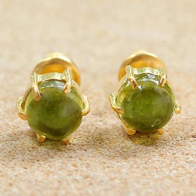 Gold Plated Peridot Stud Earrings 