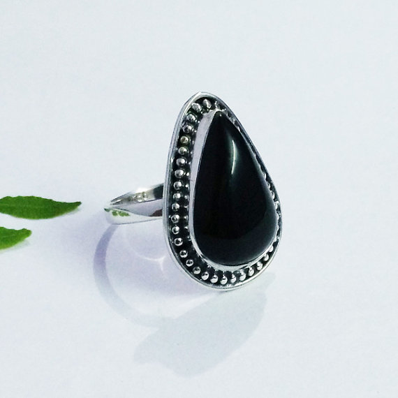 Gorgeous BLACK ONYX Gemstone Ring - Birthstone Ring - 925 Sterling Silver Ring - Artisan Handmade Ring - Fashion Ring - Best Gift