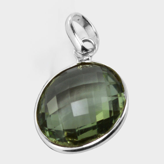 Green Amethyst Pendant, Stone Pendant, 925 Sterling Silver Pendant, Genuine Design Silver Pendant, Party wear Silver Pendant
