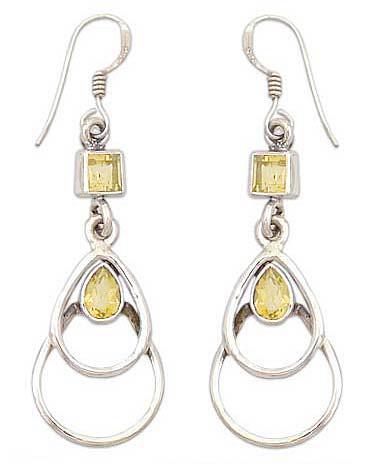 Hand Crafted Citrine and Sterling Silver Dangle Earrings, 'Gold Ice'