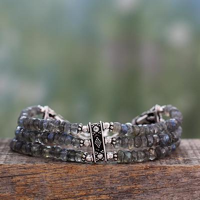 Hand Made Labradorite Beaded Bracelet with Sterling Silver