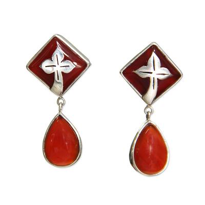 Handcrafted Balinese Carnelian Earrings, 'Sunset in Kuta'