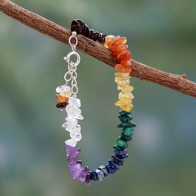 Handmade Beaded Gemstone Chakra Bracelet 