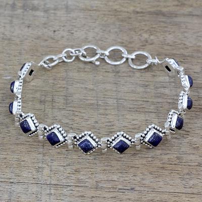 Lapis Lazuli and Sterling Silver Tennis Bracelet