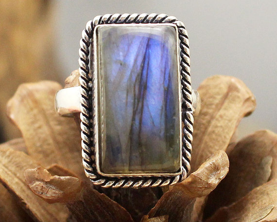 Labradorite Ring Silver Labradorite Ring, Statement Ring, Crystal Ring, Gemstone Ring, Boho Ring, Cocktail Ring