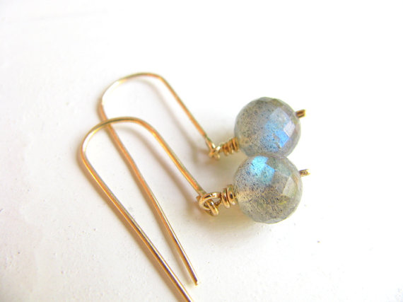 Labradorite earrings, gold earrings, gemstone earrings,
