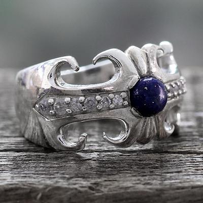 Lapis Lazuli and Sterling Silver Cocktail Ring