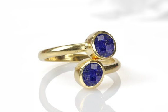 Lapis ring,September birthstone ring,double bezel set ring,gemstone ring,Lapis lazuli ring,gold ring,stacking ring