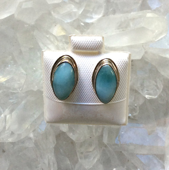 Larimar Stud Earrings Larimar Jewelry Larimar Gemstone Earrings Gemstone Jewelry Caribbean Jewelry Ocean Jewelry Stud Earrings