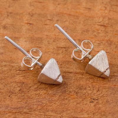 Modern Sterling Silver Stud Earrings