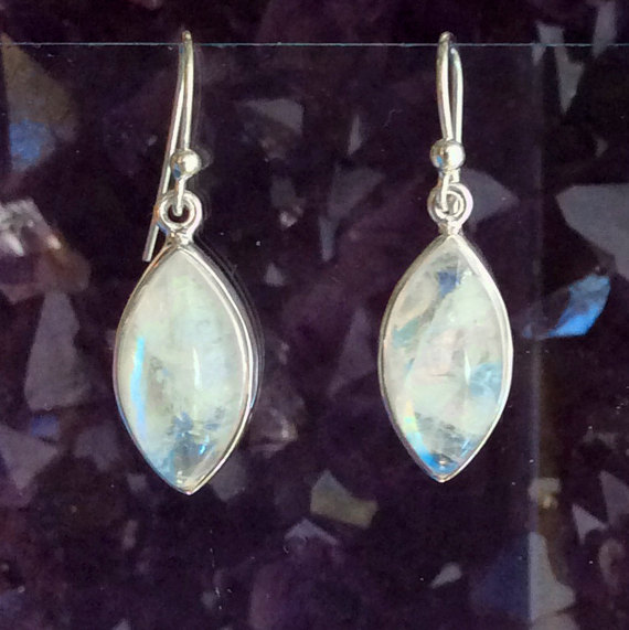 Moonstone Earrings Moonstone Jewelry Rainbow Moonstone Gemstone Earrings Gemstone Jewelry Celestial Jewelry Drop Earrings