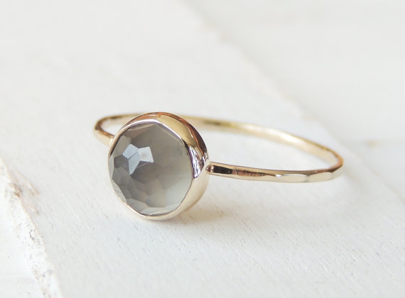 Moonstone Ring, Rose Cut Ring, Rose Gold Ring, Grey Moonstone Jewelry, Wedding Ring, Valentines Gift Idea, Stacking Ring
