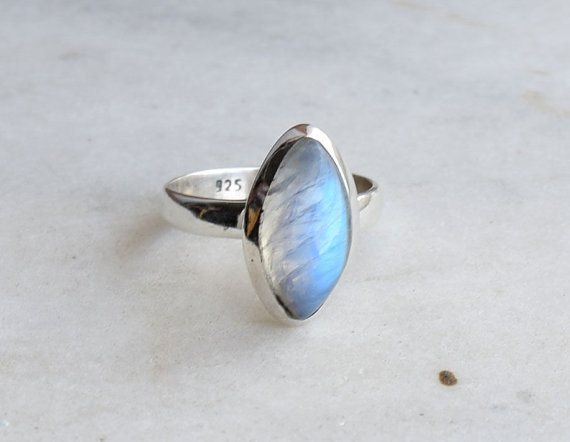 Moonstone ring, Rainbow Ring Midi Tiny Small Oval Gemstone Ring, Silver Ring, Stone Ring