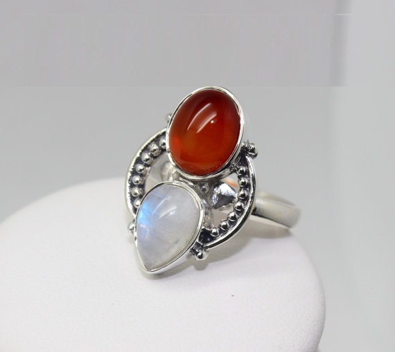 Moonstone, Chalcedony Ring, Sterling Silver Ring , Gemstone Ring