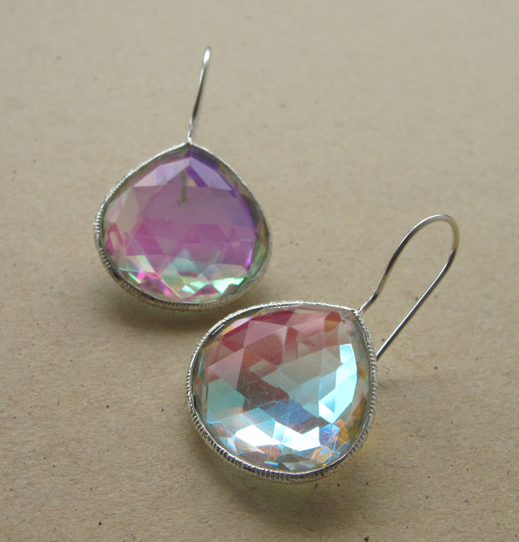 Mystic Topaz Earrings- Sterling Silver Mystic Topaz Earrings- Topaz Silver Earrings- Dangle Earrings- Silver Stone Earrings-Gemstone Earring