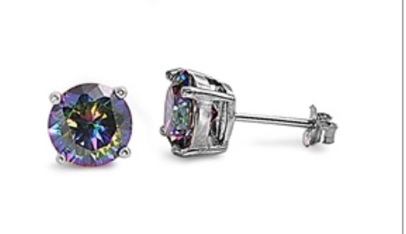 Mystic Topaz Sterling Silver Earrings, alexandrite gemstone earrings, stud earrings, topaz earrings, birthstone earrings, studs, earings