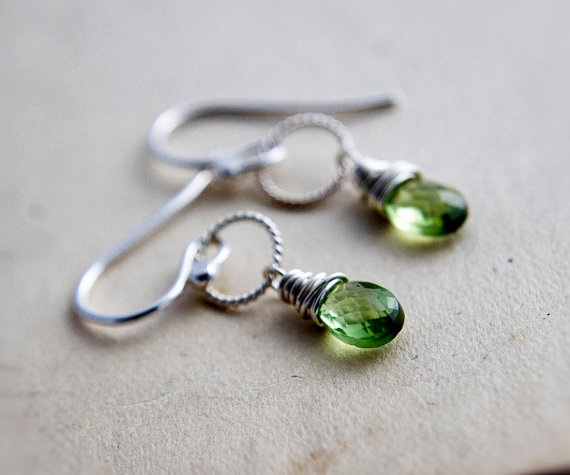 Peridot Earrings, Peridot Jewelry, August Birthstone, Drop Earrings Dangle Earrings, Lime Green, Birthstone Jewelry, Green Gemstone